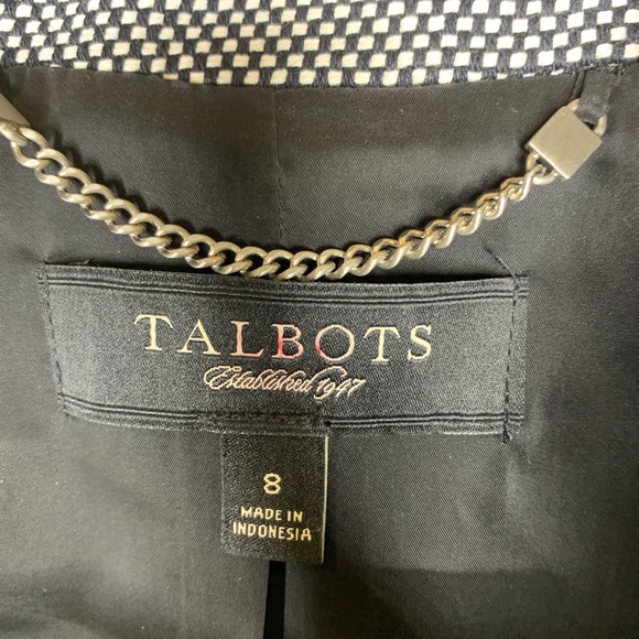 TALBOTS Black & White Check One Button Jacket 8 - Picture 4 of 8